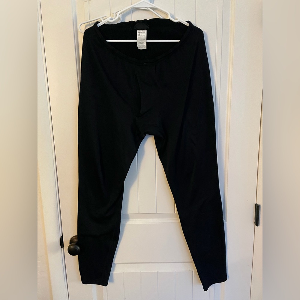 Vintage Patagonia Fleece Pants Mens Sz L Base Layer Black Thermal USA